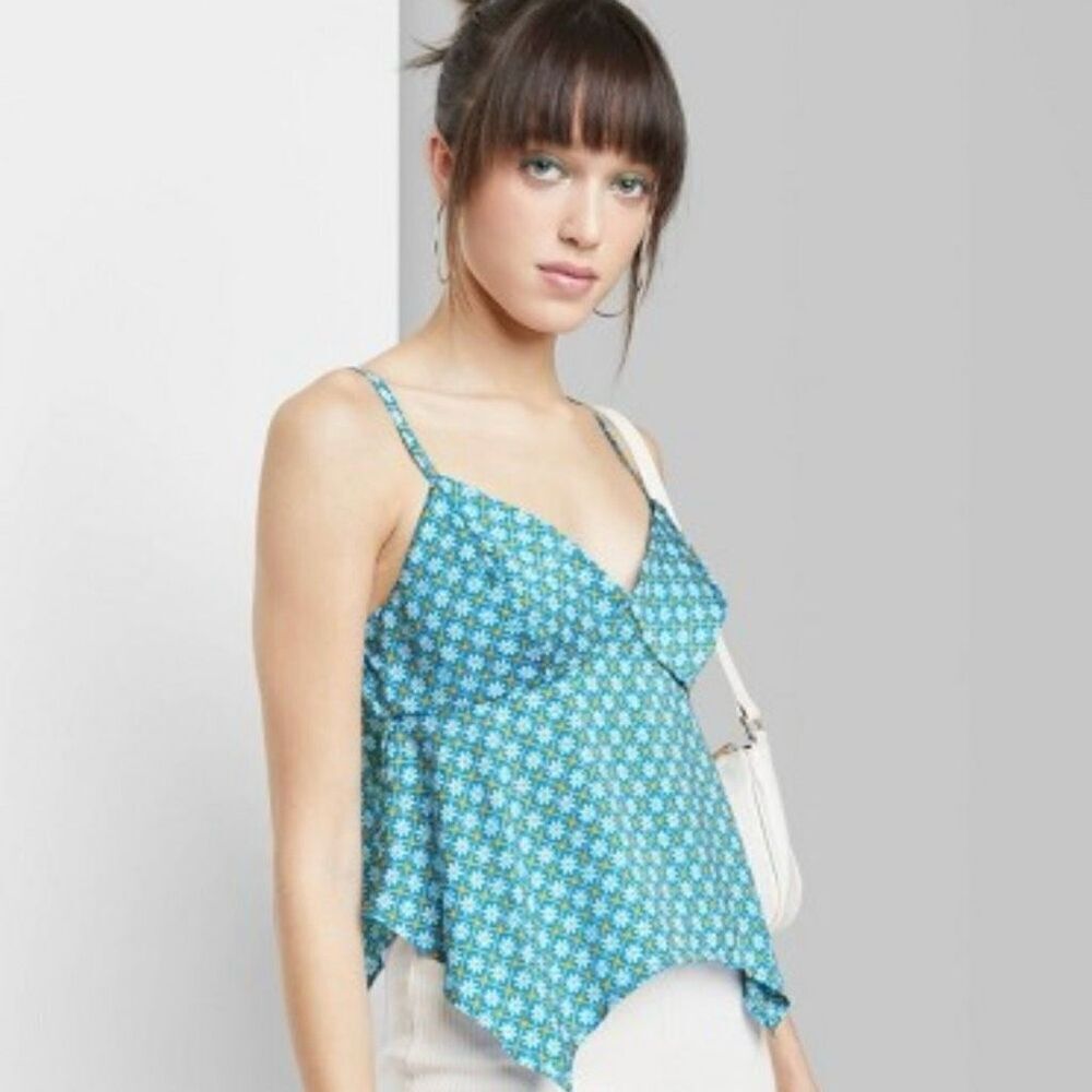 Wild Fable Flower Print Handkerchief Camisole Tank Top - medium